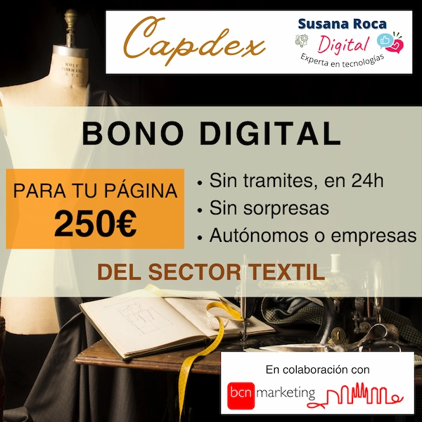 Montaje para un bono digital de 250€ para una página sencilla web del sector textil